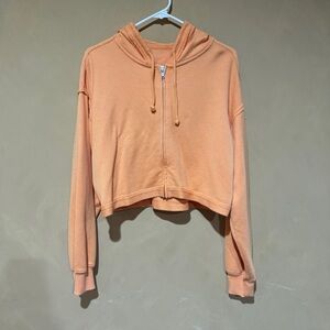 Aerie Apricot Zip-Up Cropped Hoodie
